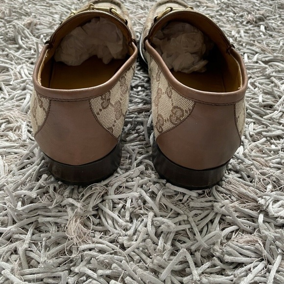 Gucci Loafers Horsebit GG Brown / Beige Monogram Canvas 9 US / 9 E Men’s - Picture 9 of 10